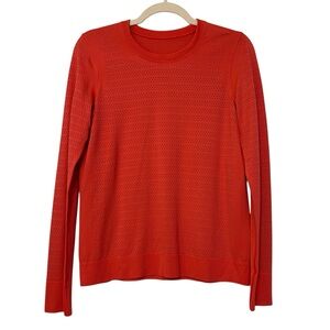 Lululemon Athletica Breeze By Long Sleeve Tee Brick Coral 6 Running Active Hike